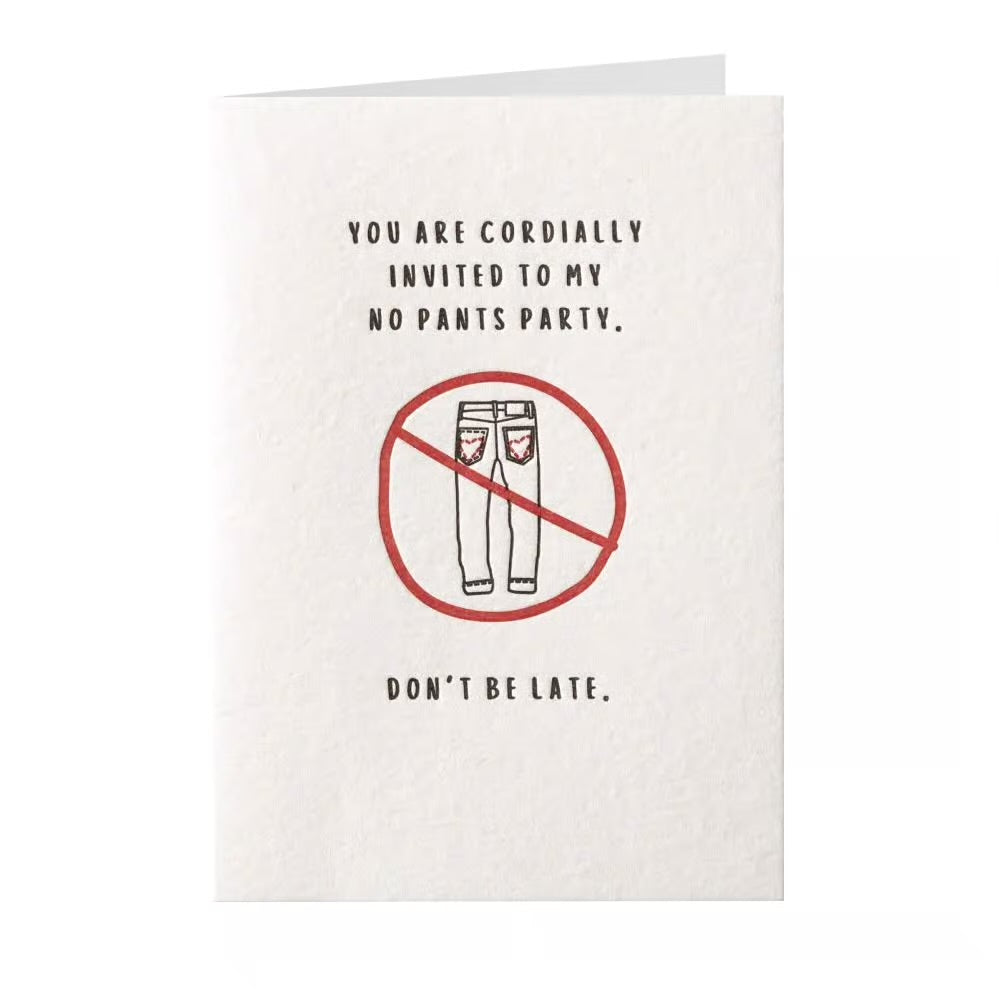No Party Pants Valentine Card