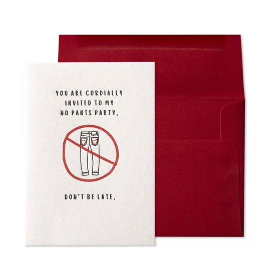 No Party Pants Valentine Card