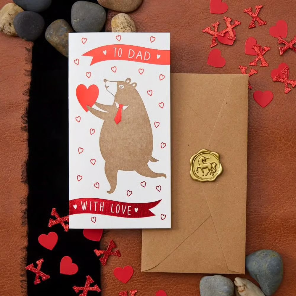 Bear With Heart Dad Valentine Card