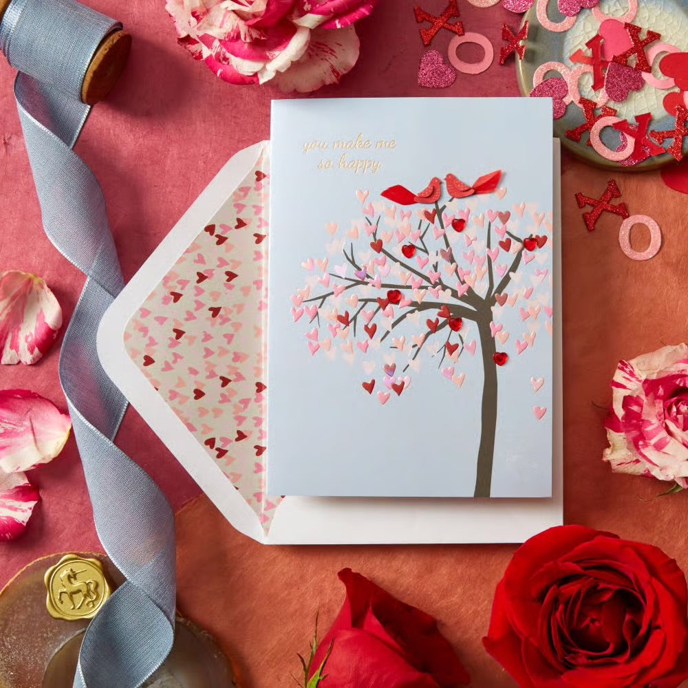 Two Birds On Tree Valentine Card