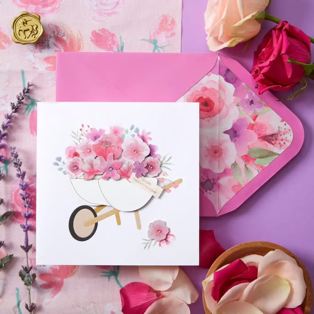 Flower Wheelbarrow Valentine Card