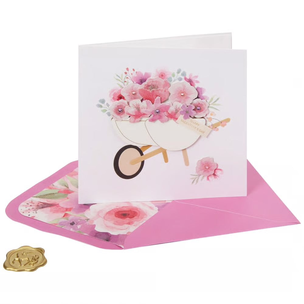 Flower Wheelbarrow Valentine Card