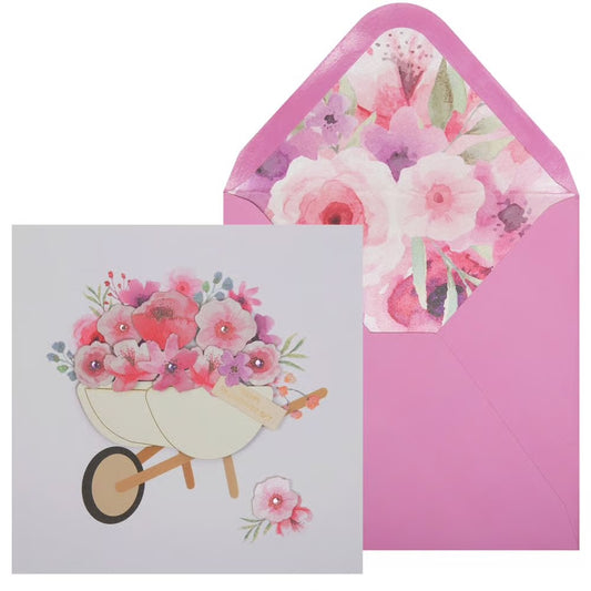 Flower Wheelbarrow Valentine Card
