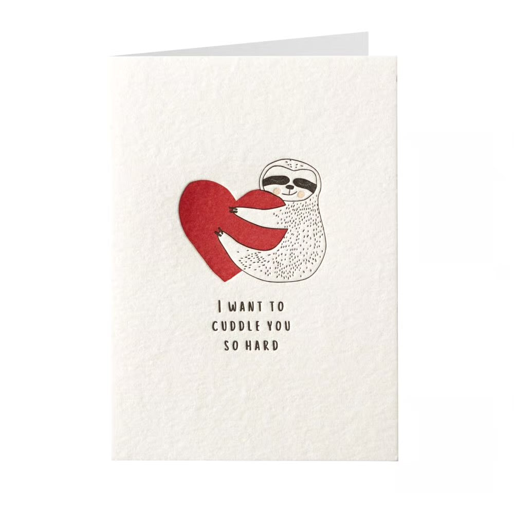 Sloth With Heart Valentine Card