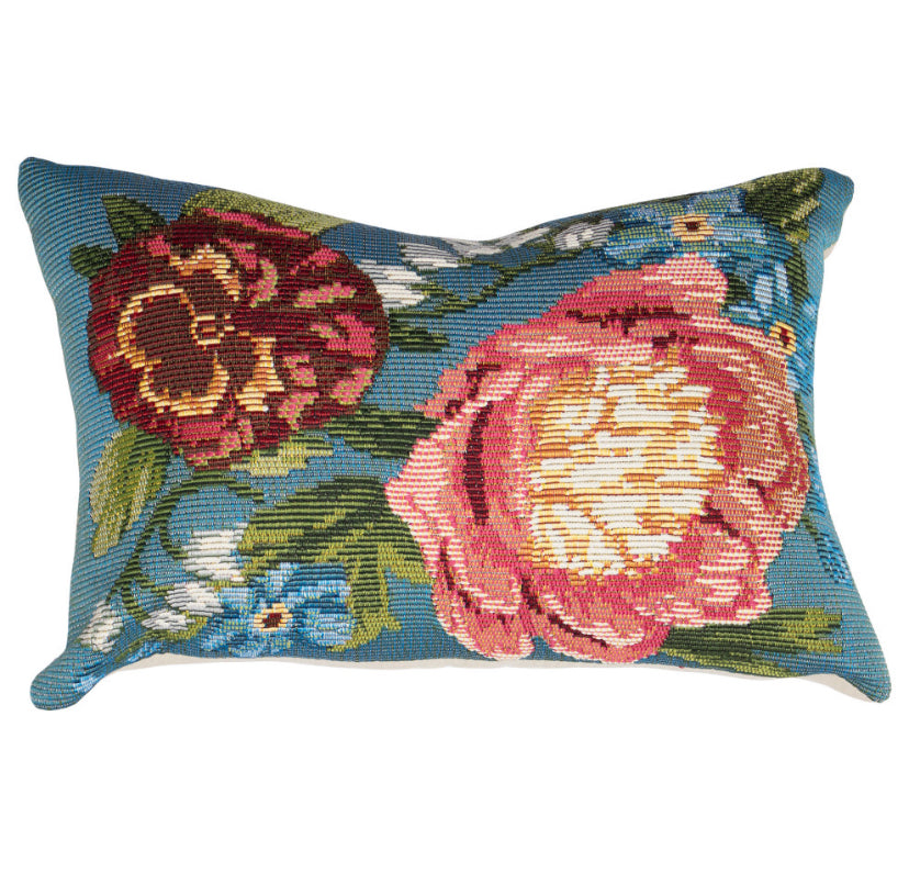 Marina Secret Garden Indoor/Outdoor Pillow Aqua