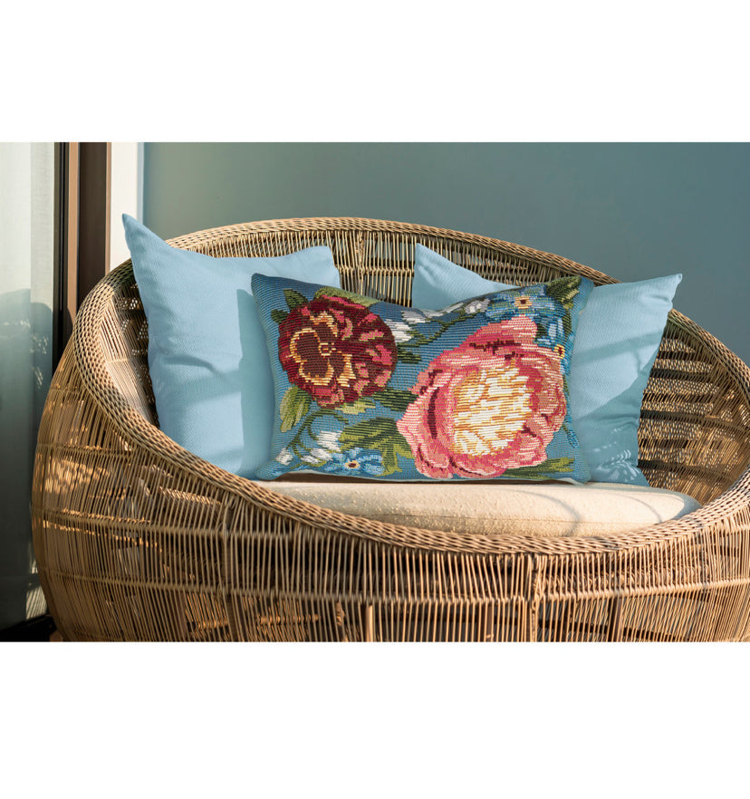 Marina Secret Garden Indoor/Outdoor Pillow Aqua