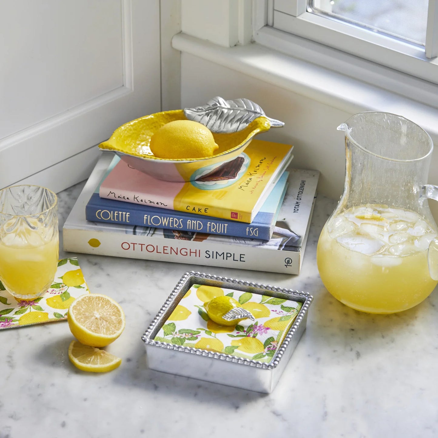 Lemon Beaded Napkin Box Set