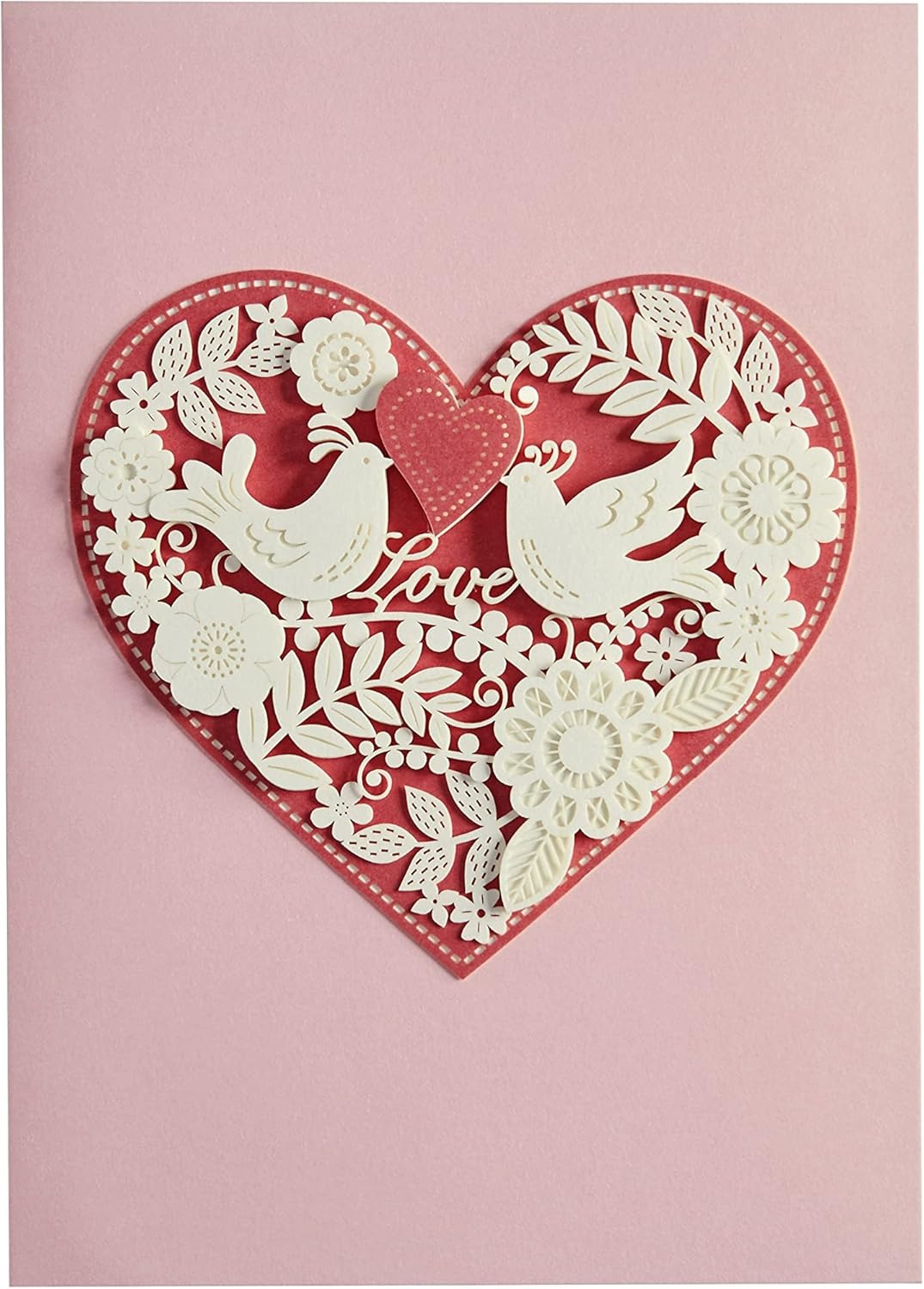 Heart With 2 Birds Red Heart Anniversary Card