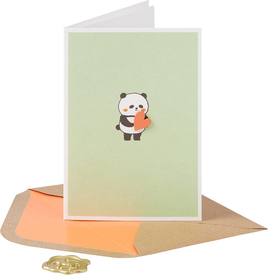 Panda Holding Heart Anniversary Card