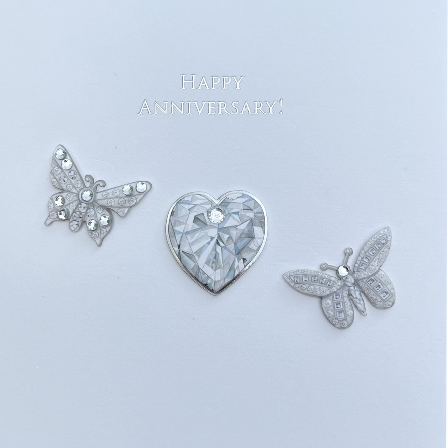 Crystal Heart & Butterflies Anniversary Card
