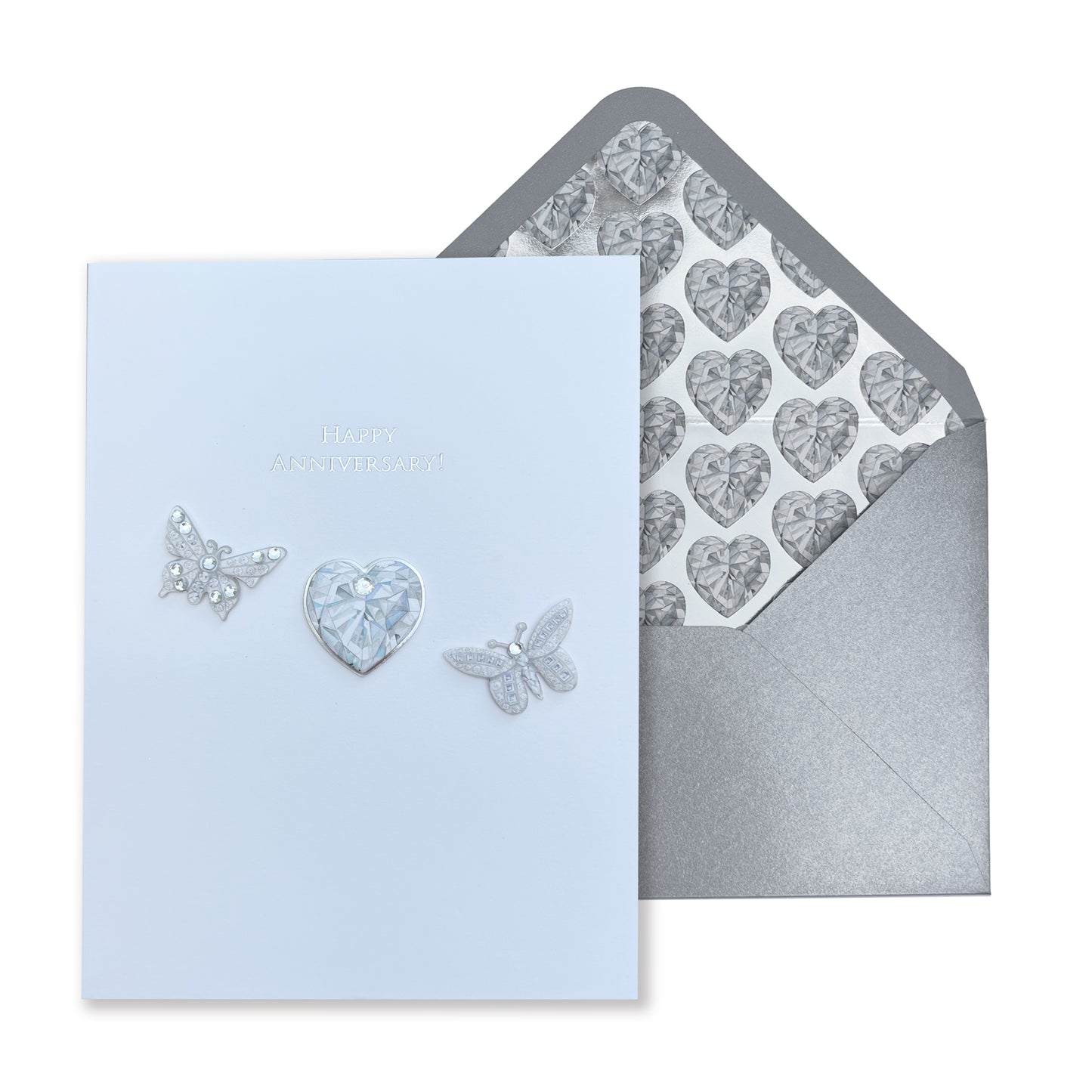 Crystal Heart & Butterflies Anniversary Card