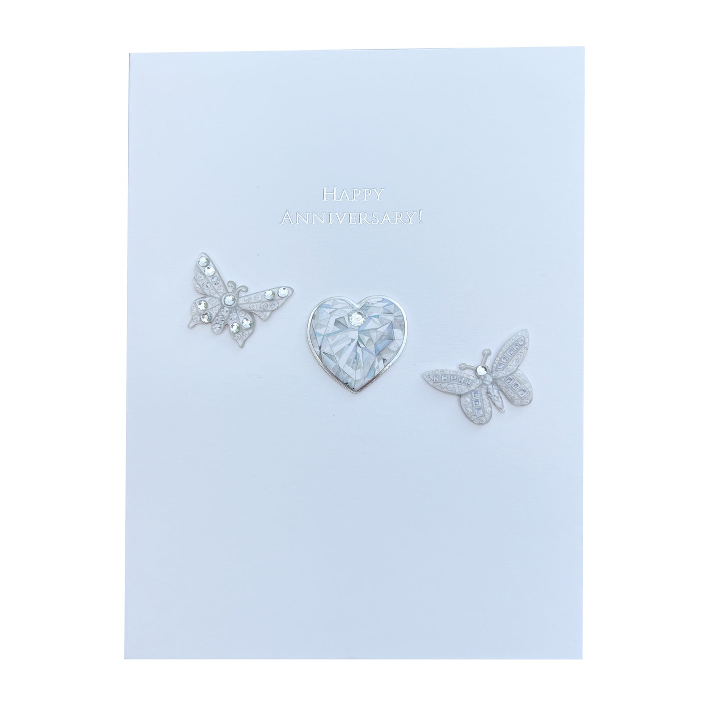 Crystal Heart & Butterflies Anniversary Card