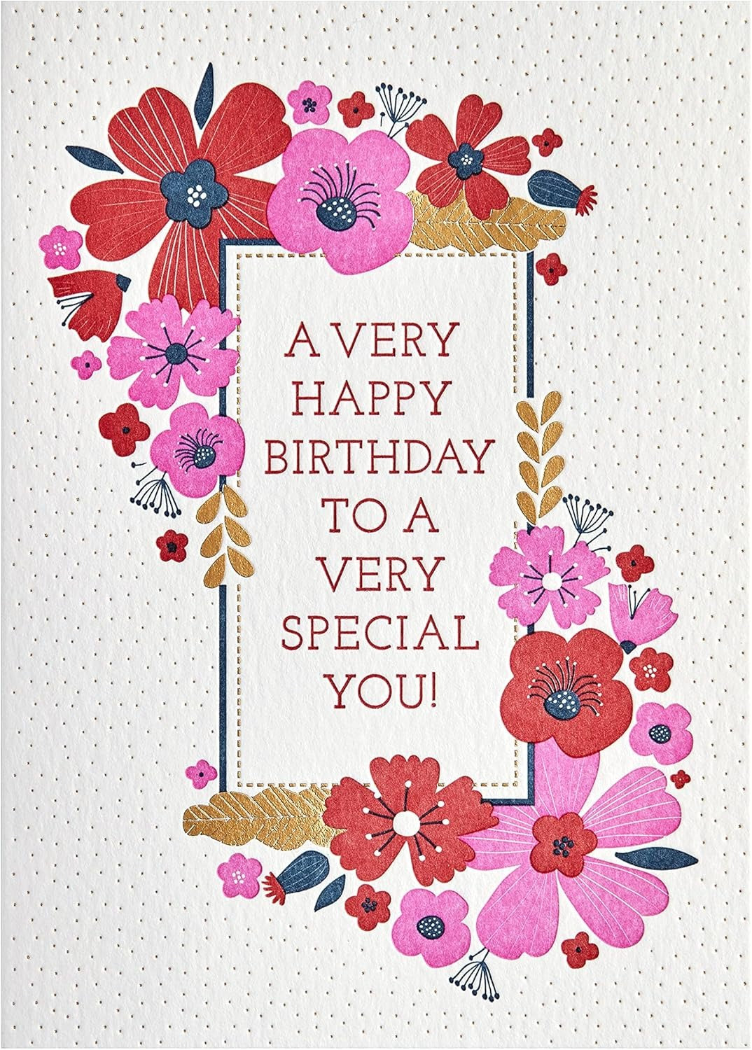 Flower Frame with Gems Birthday Card