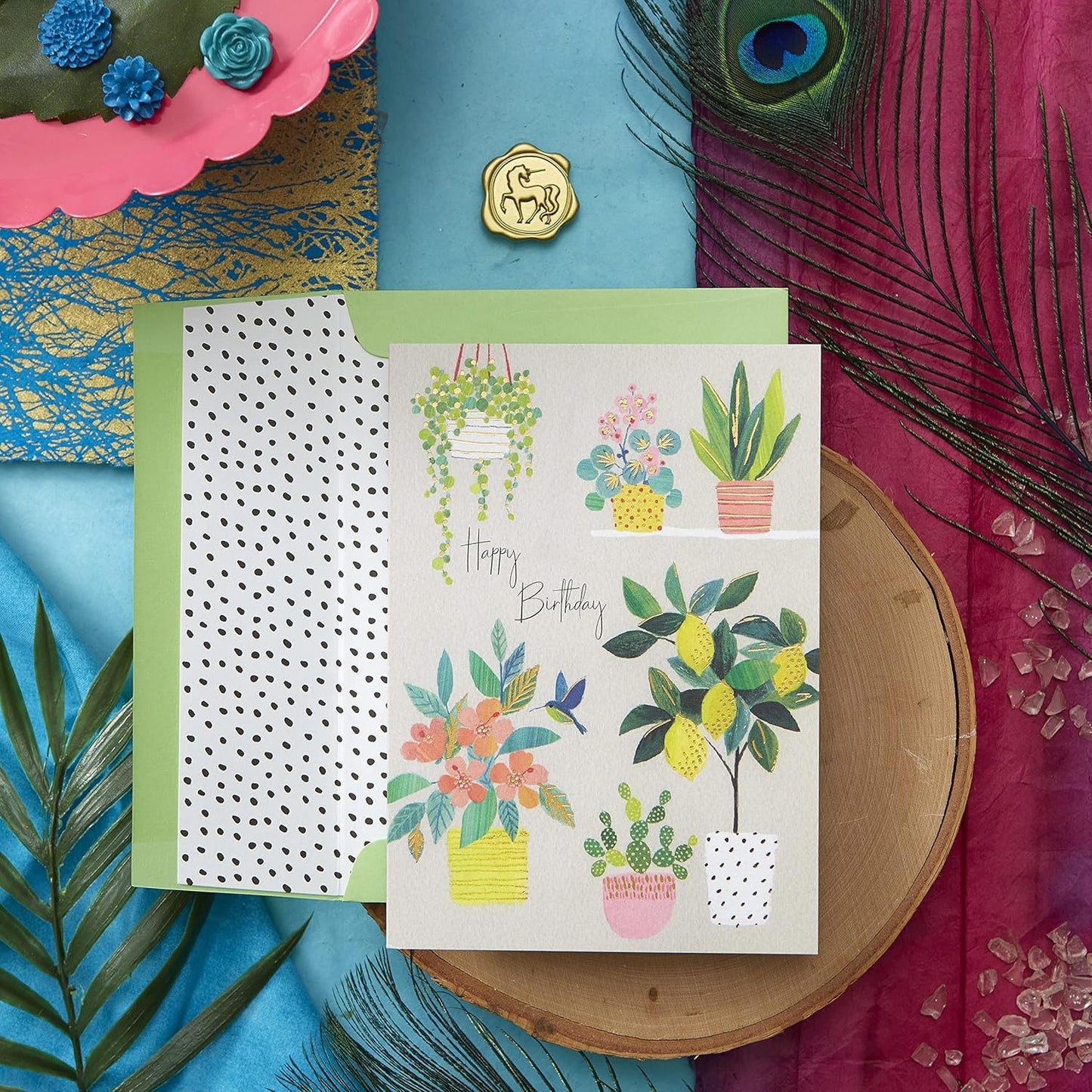 Lemon Tree And Plants Birthday Card