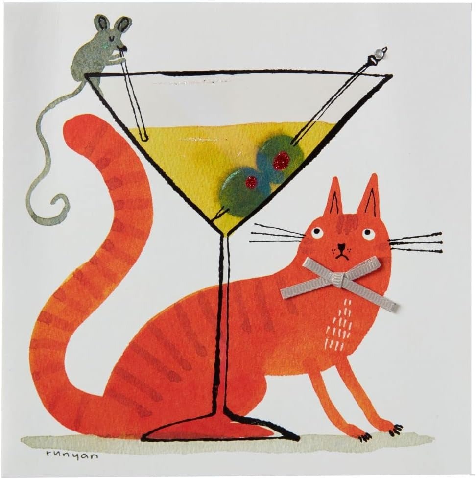 Cat Mouse & Martini Birthday Card
