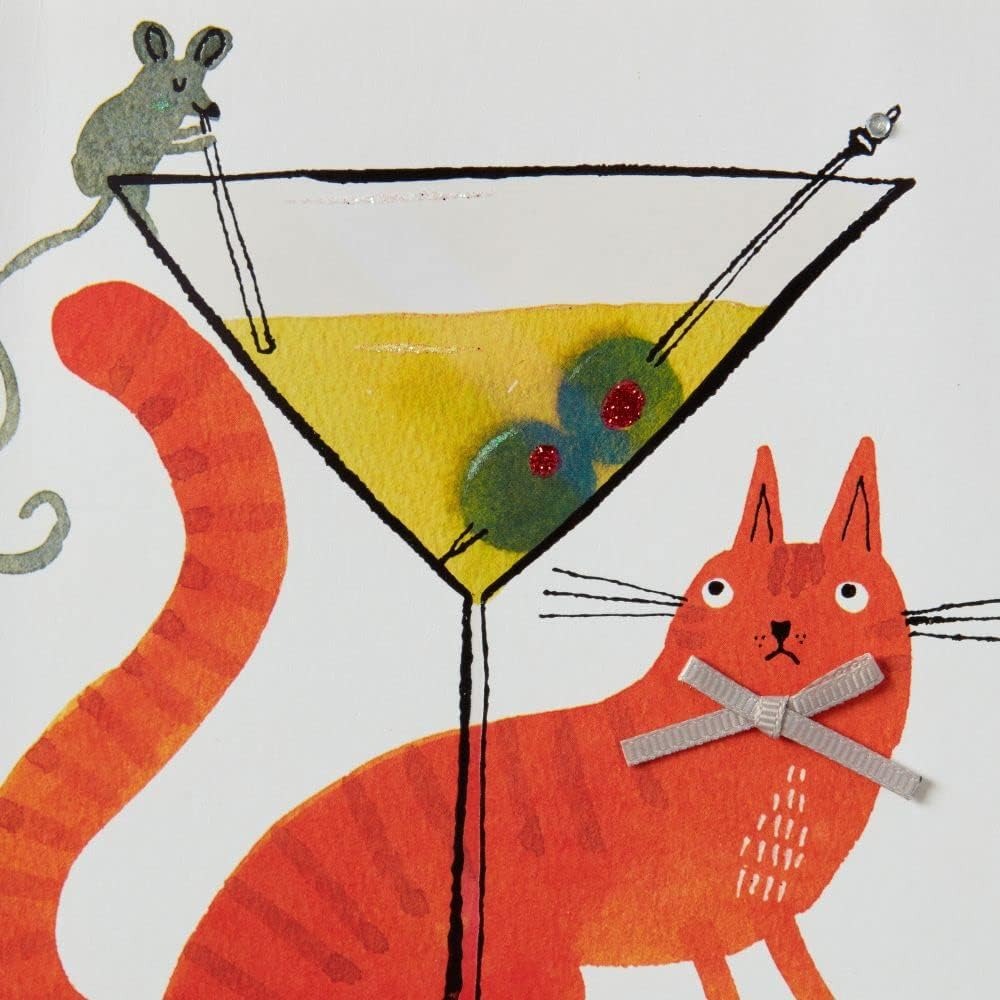 Cat Mouse & Martini Birthday Card
