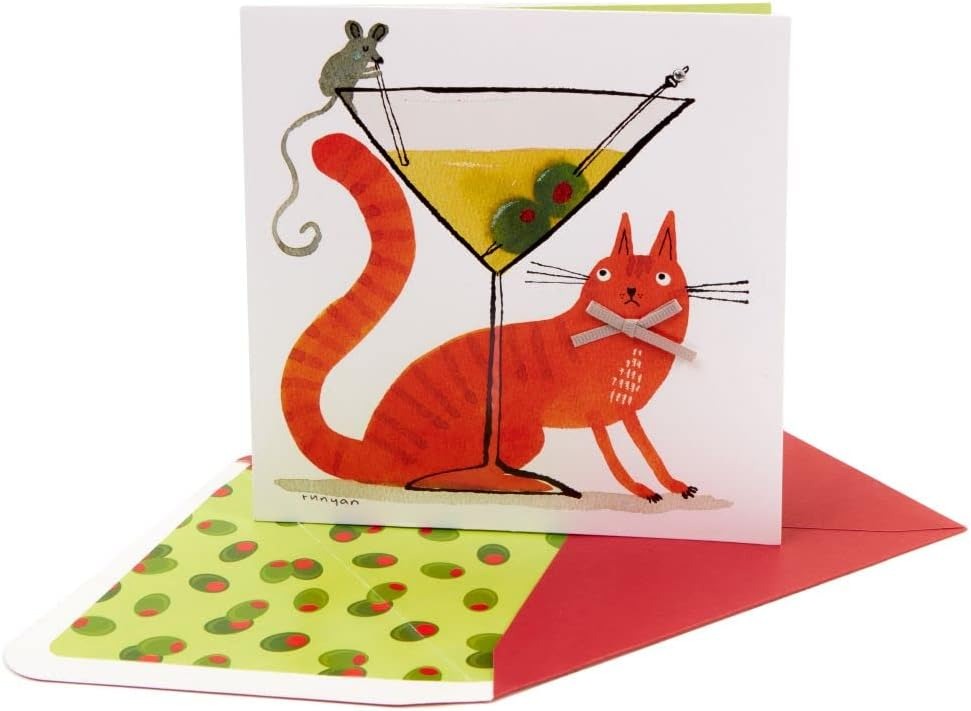 Cat Mouse & Martini Birthday Card