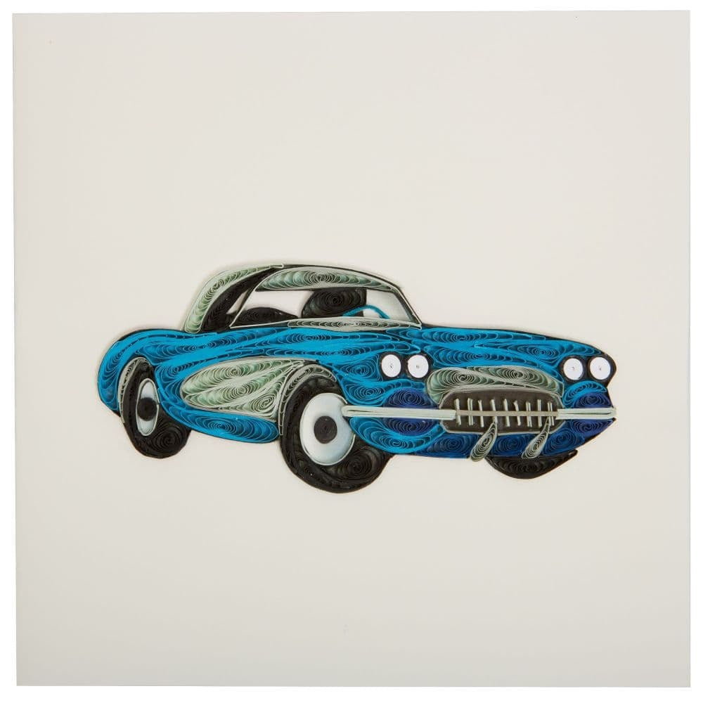 Quilled Blue Classic Car Birthday Card
