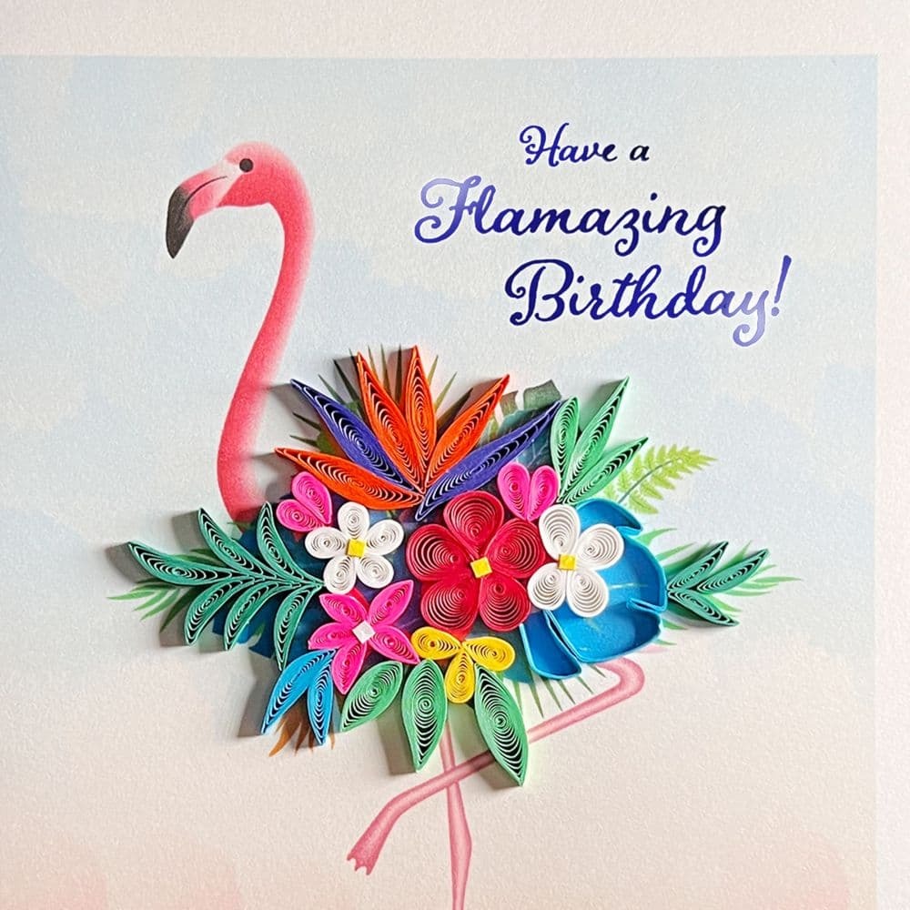 Quilled Flamingo Birthday Card
