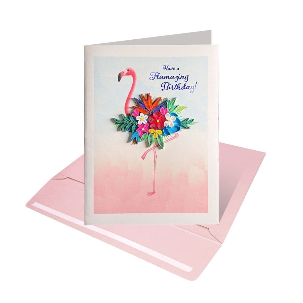 Quilled Flamingo Birthday Card
