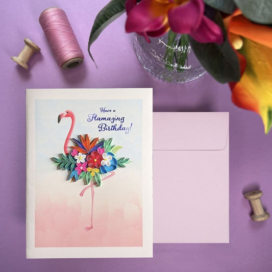 Quilled Flamingo Birthday Card