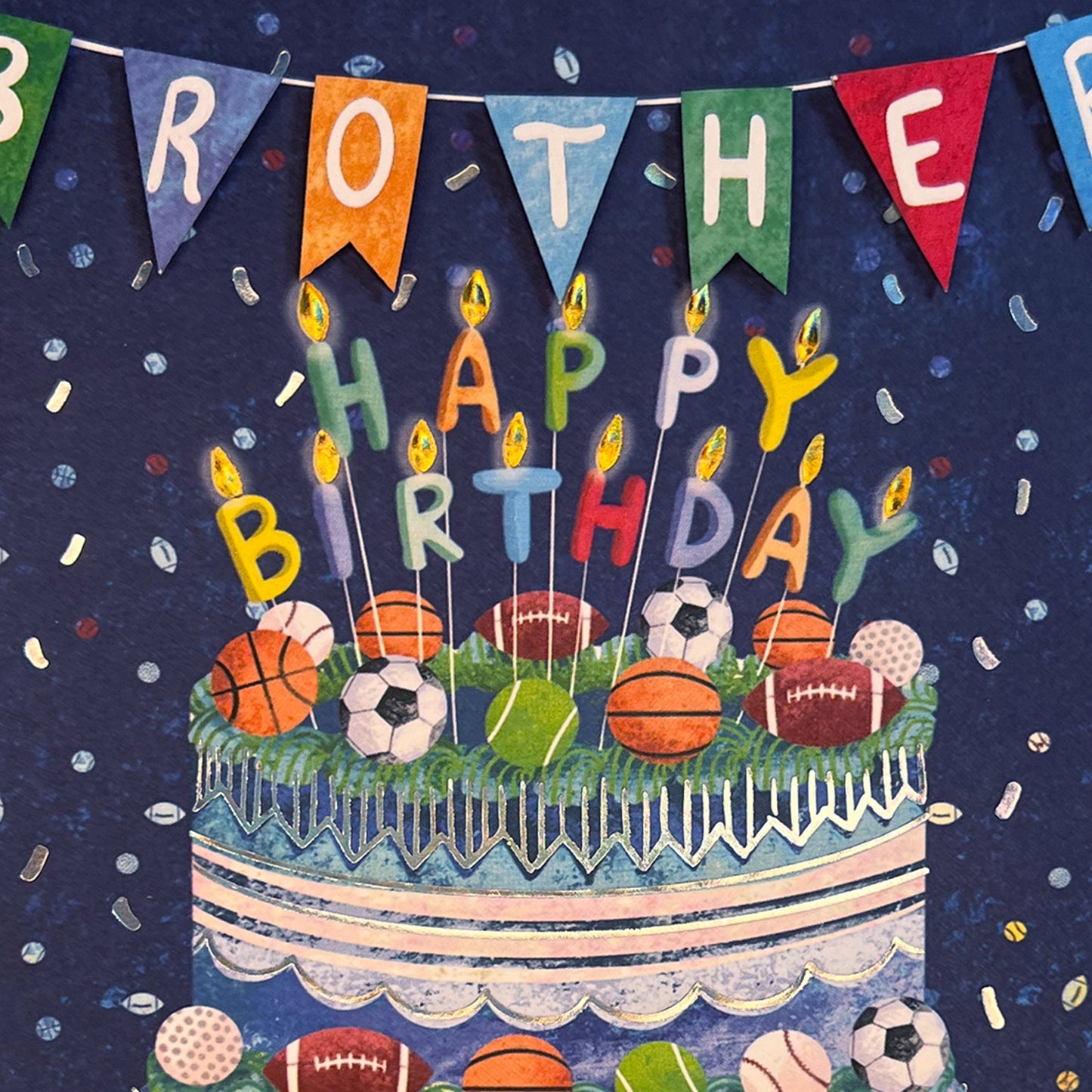 Sports Birthday Cake Brother Birthday Card