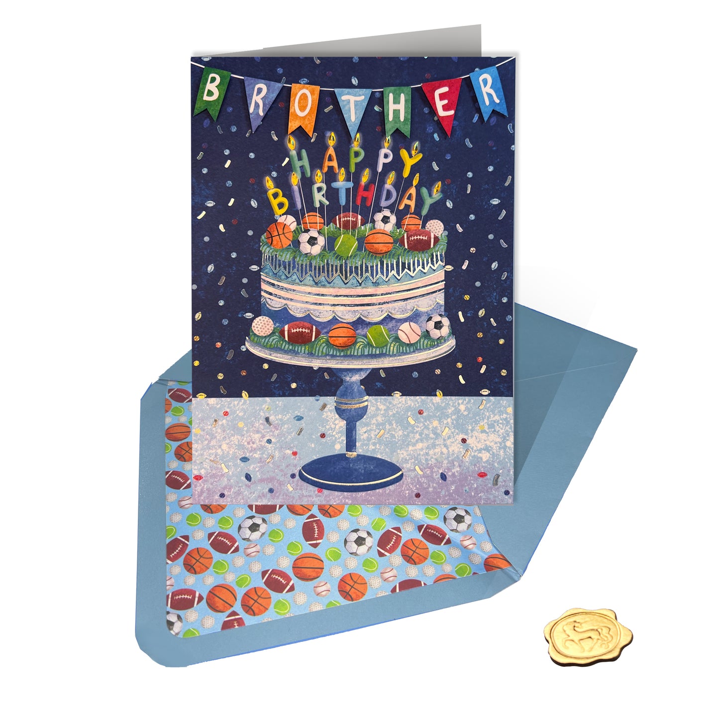 Sports Birthday Cake Brother Birthday Card