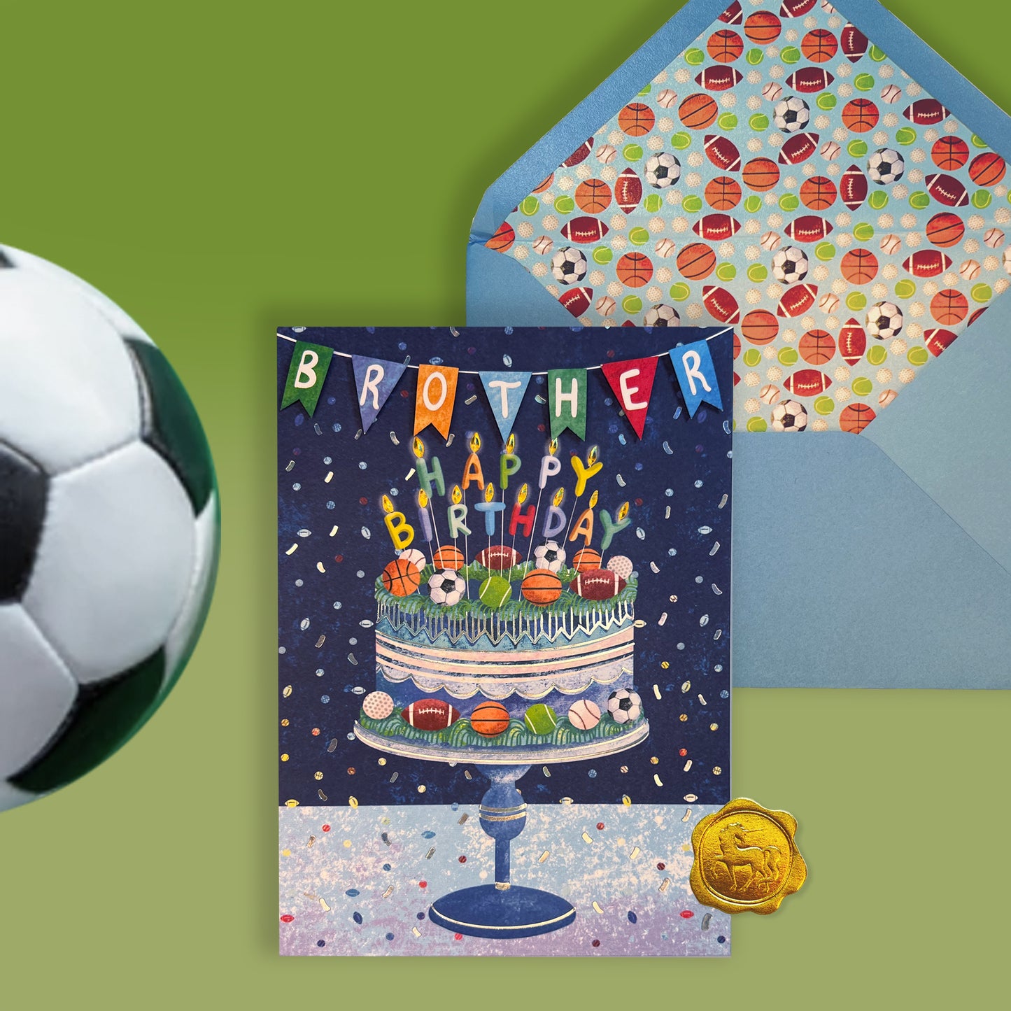 Sports Birthday Cake Brother Birthday Card