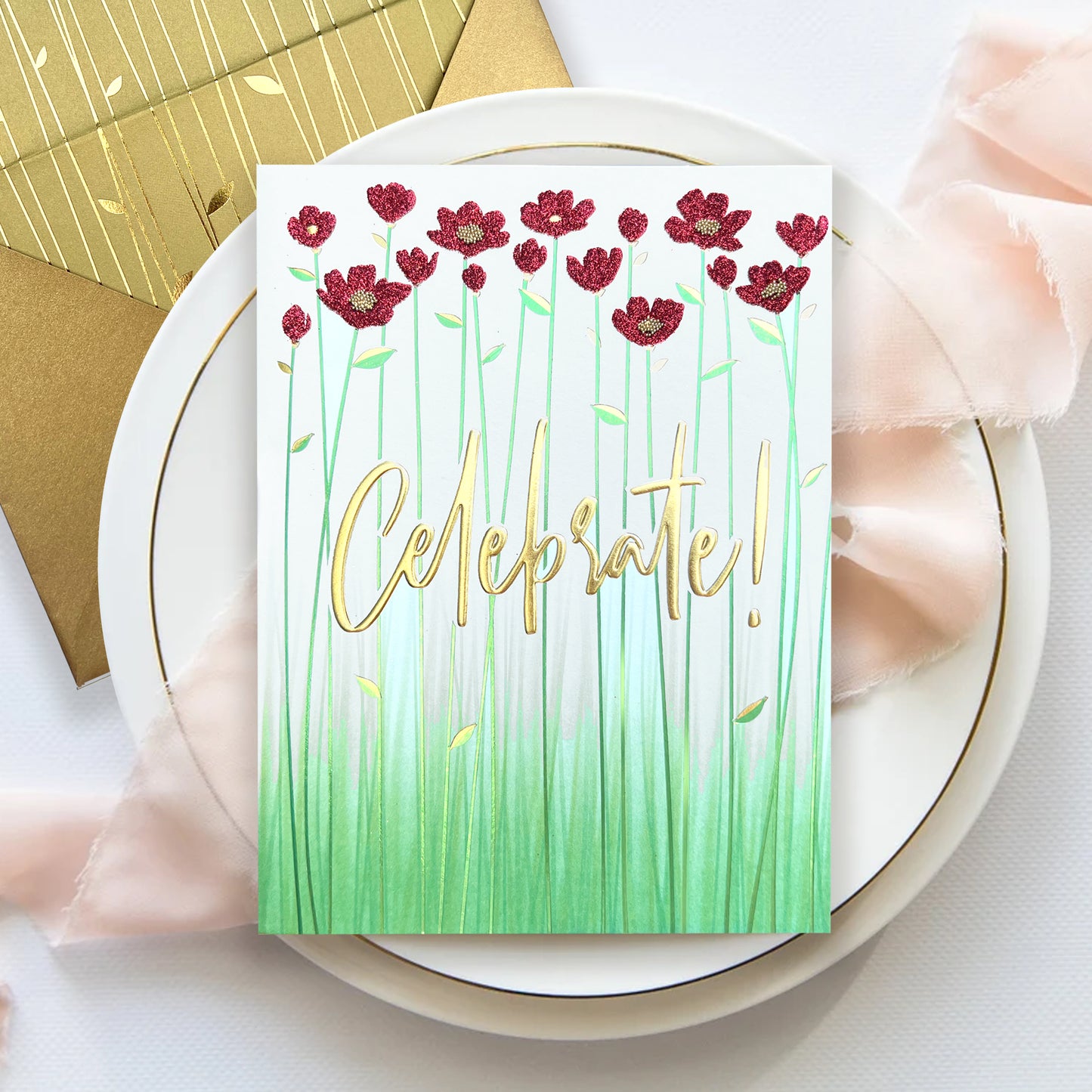 Long Stemmed Floral Birthday Card