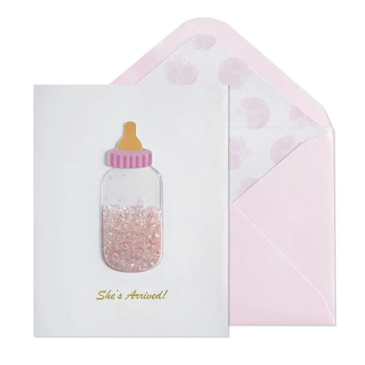 Baby Bottle Girl Baby Card