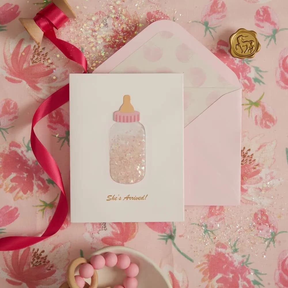 Baby Bottle Girl Baby Card