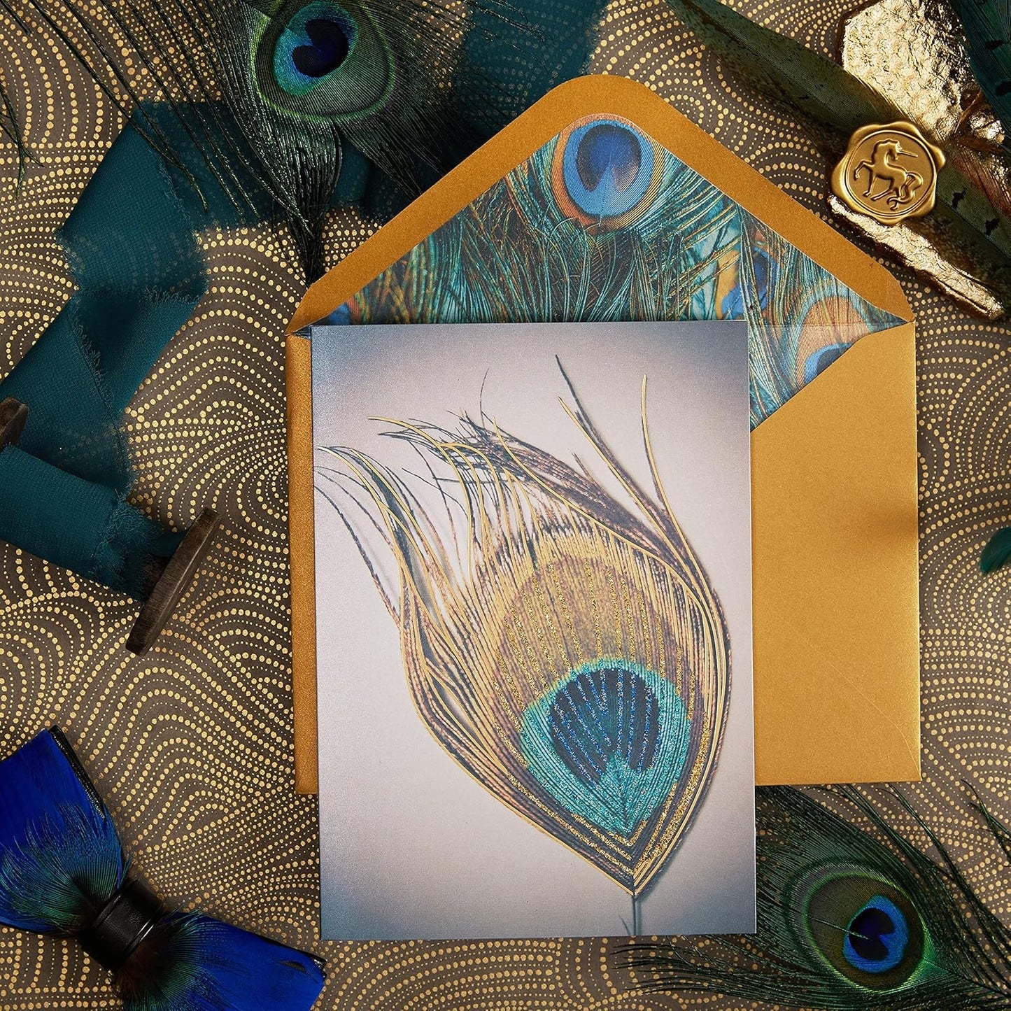 Peacock Feather Blank Card