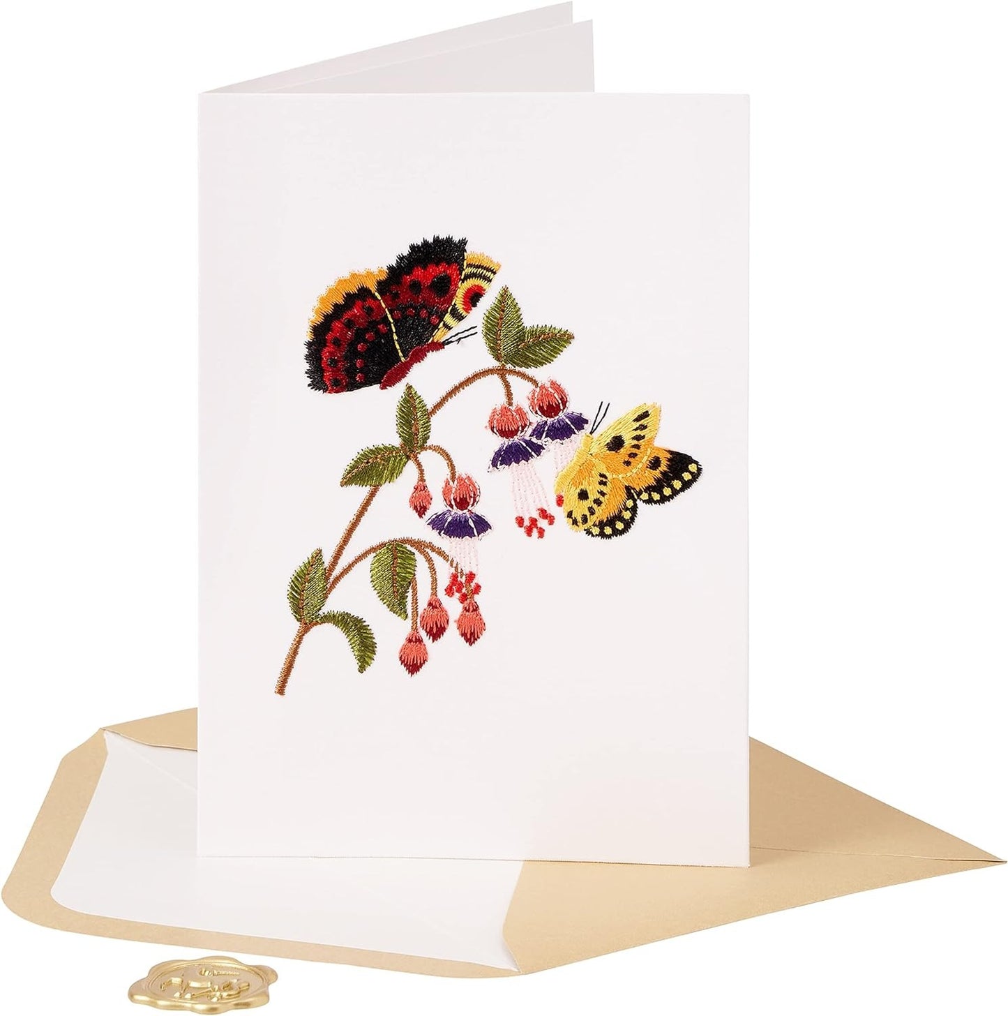 Embroidered Butterflies Blank Card