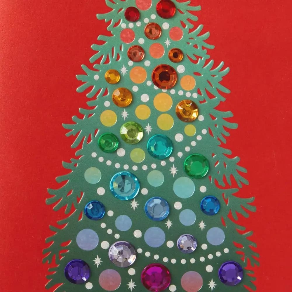 Multi Colored Gem Tree Christmas Card