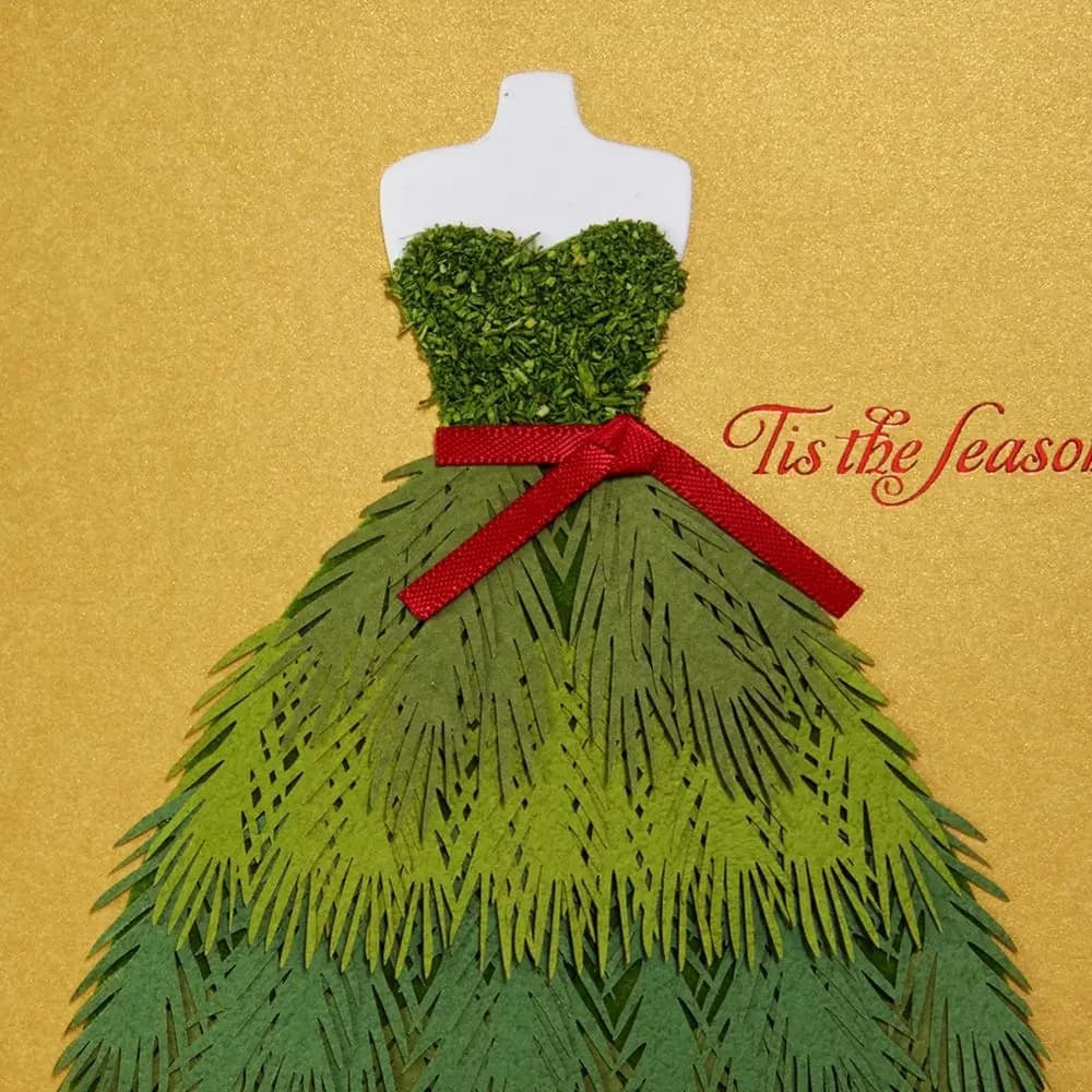 Pine Bough Dress Christmas Card
