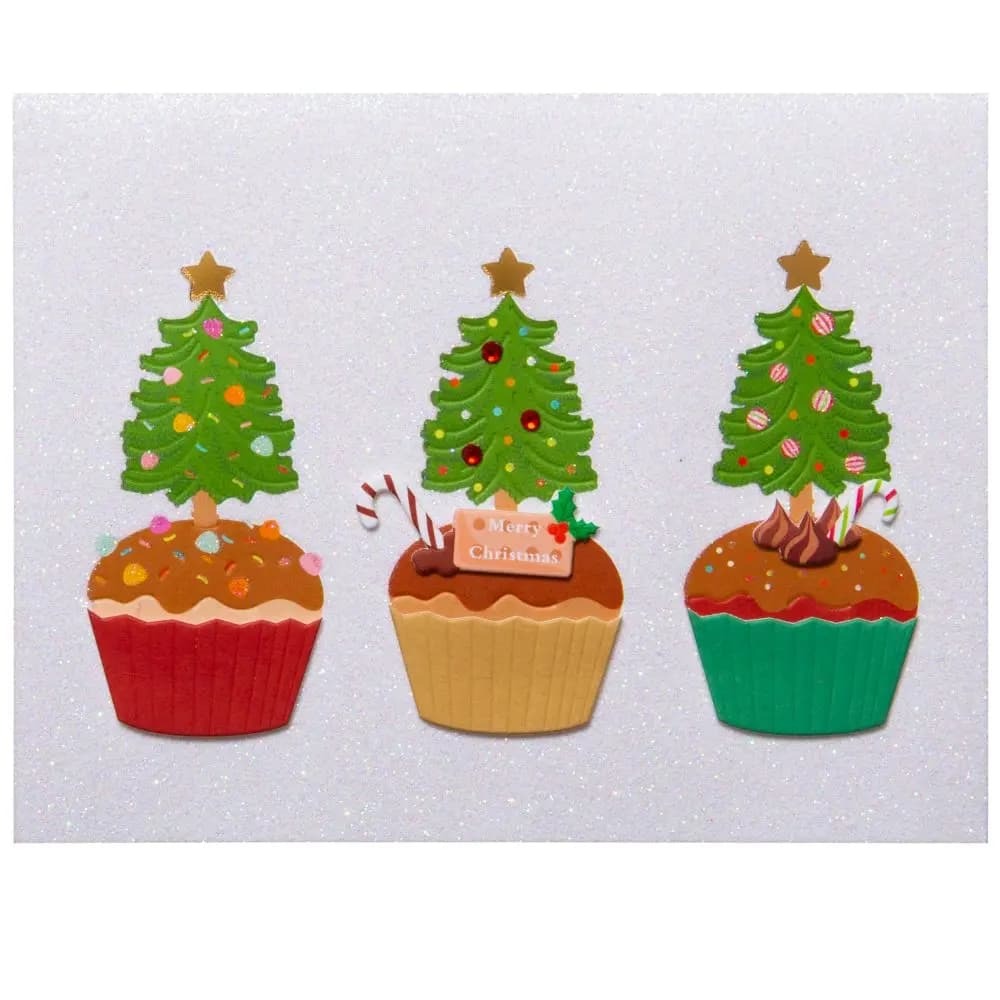 Three Tree Cupcakes Christmas Card