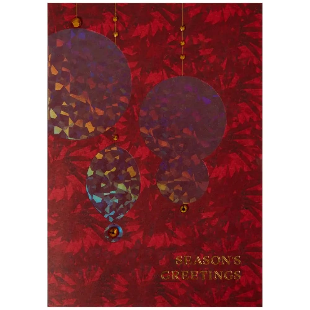 Red Holographic Foil Ornaments Christmas Card