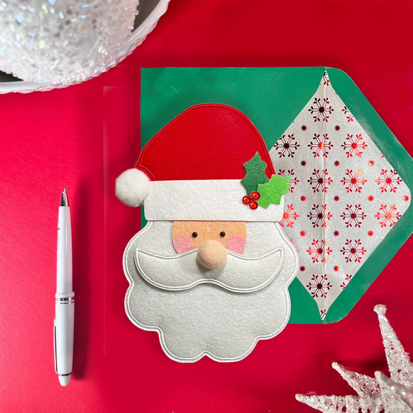 Layered Felt Santa Christmas Card