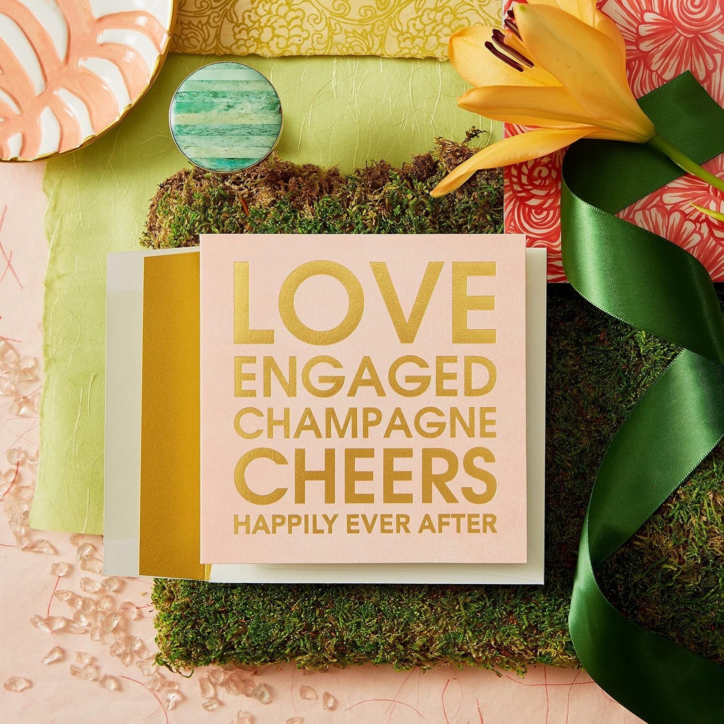 Stacked Words Engagement Wedding Card