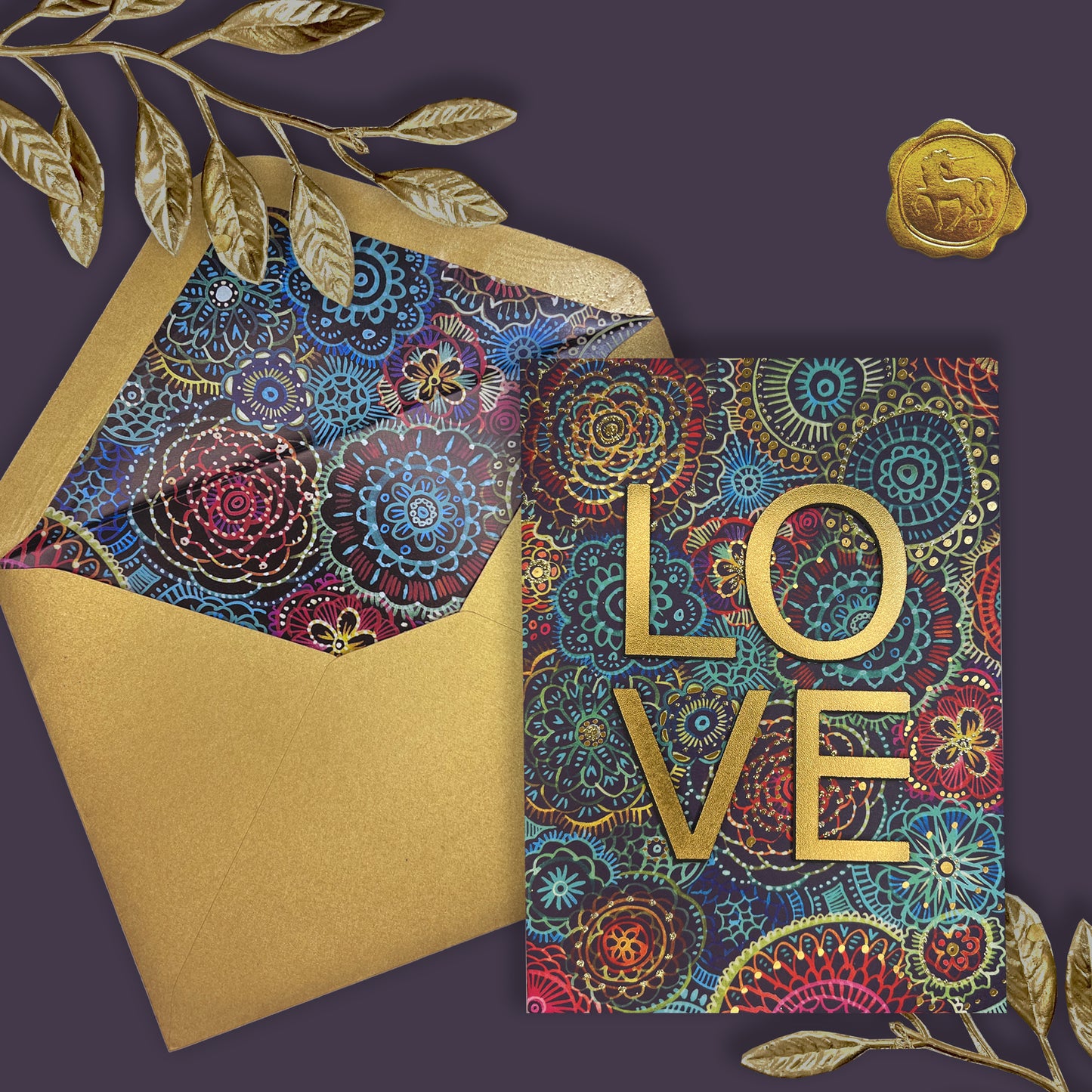 Stacked Love on Black Romance / Friendship Card