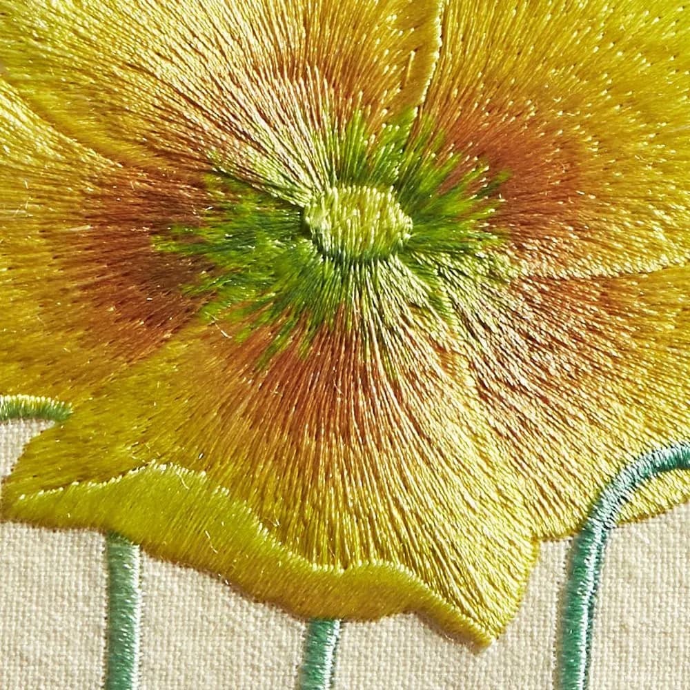 Yellow Embroidered Flower Get Well Card