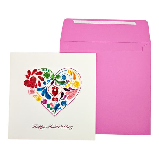 Quilled Flower Heart Mother's Day Card
