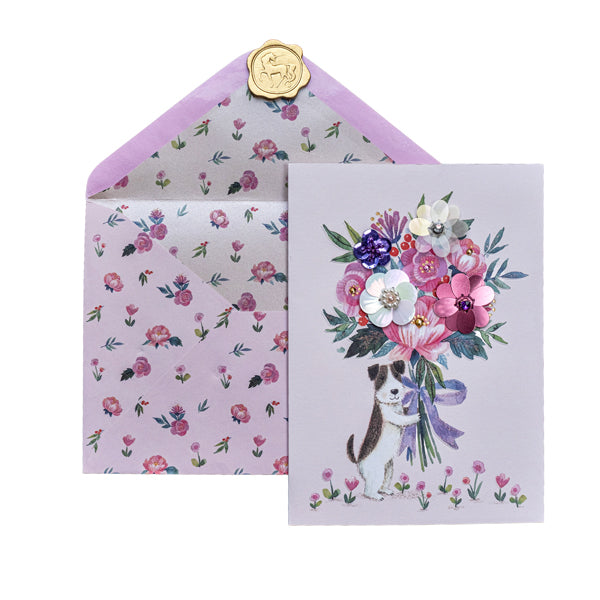 Terrier with Bouquet Mother's Day Card