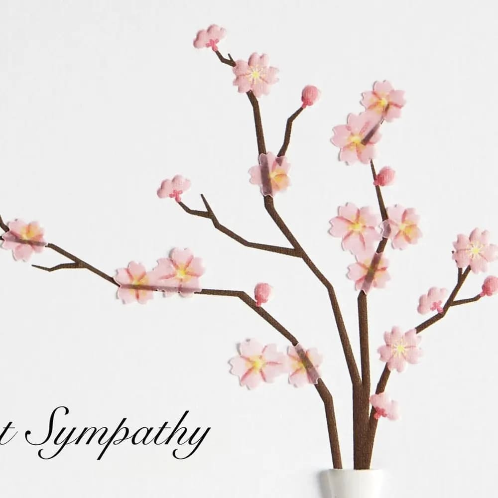 Pink Blossom with Vase Sympathy Card