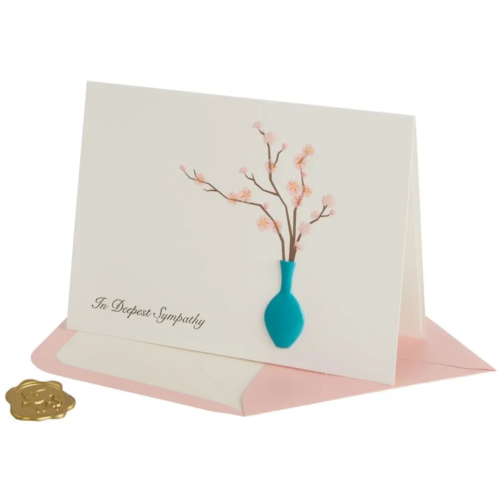 Pink Blossom with Vase Sympathy Card