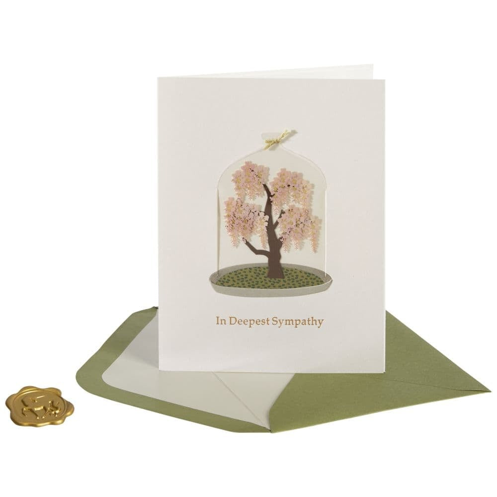 Wisteria Tree in Cloche Sympathy Card