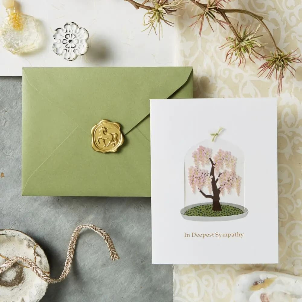 Wisteria Tree in Cloche Sympathy Card