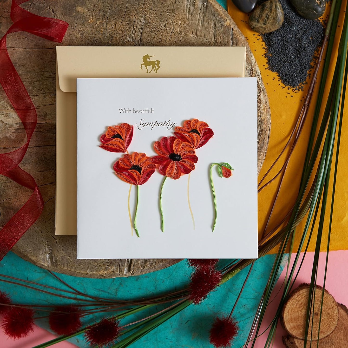 Quilled Poppies Sympathy Card