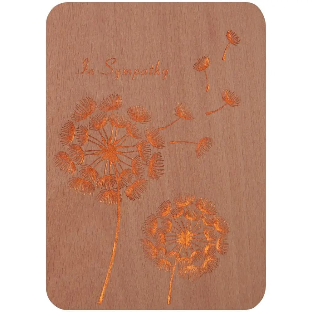 Gold Dandelions on Wood Sympathy Card