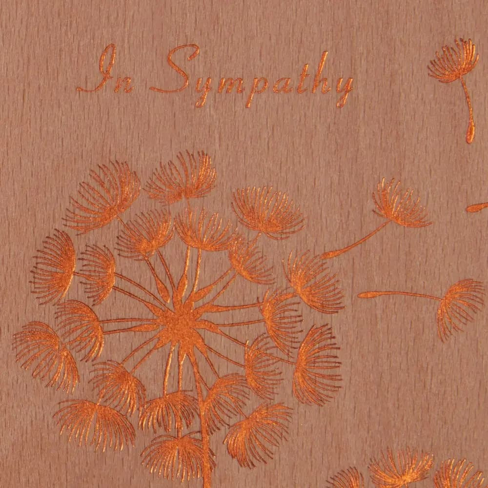 Gold Dandelions on Wood Sympathy Card